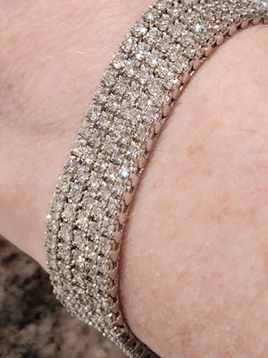 New! 14.20ctw Natural Diamond 18k White Gold 5 Strand Bracelet