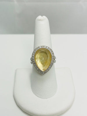 New! Quartz Mabe Pearl Doublet Natural Diamond 10k Gold Ring