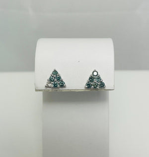 Dreamy 3/4ctw Treated Green Natural Diamond 14k White Gold Earrings