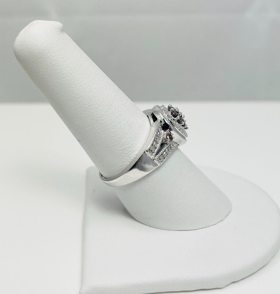 Classy Cinnamon Diamond 10k White Gold Ring