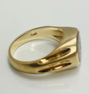 Vintage Sardonyx Tiger's Eye Onyx Inlaid 10k Gold Ring