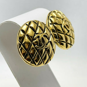 New! Chanel 30mm Quilted Design Earrings