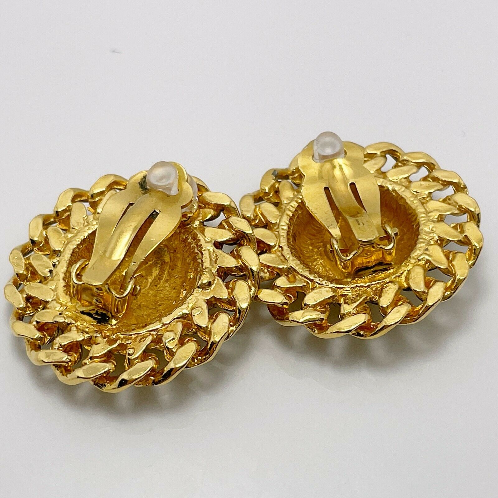 $650 Chanel Quilted 37mm Gold Plated Earrings