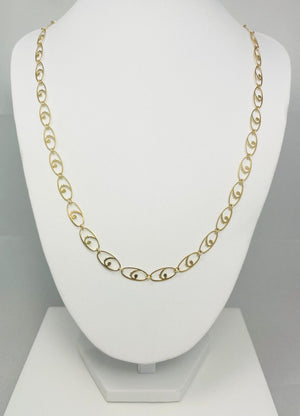 30" 14k Solid Yellow Gold Vintage Fancy Link Necklace Chain Italy