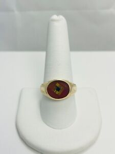 Vintage Sardonyx Tiger's Eye Onyx Inlaid 10k Gold Ring